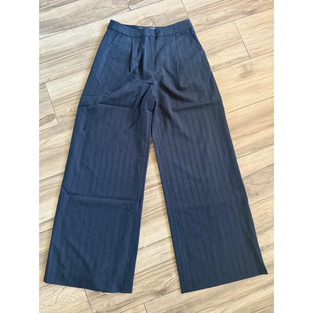 NWT Mac Duggal 81161 Navy Wide-Leg Pants Sz 8 $298‎